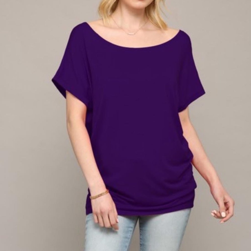 Lock & Love Purple Boat Neck Top